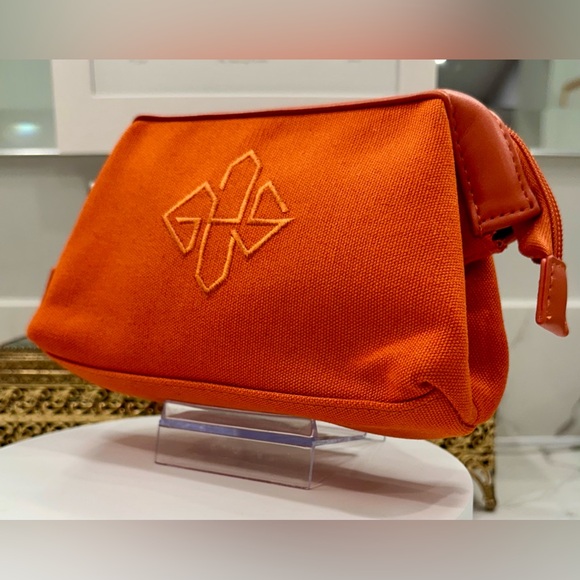 Ettinger for ANA - Orange Canvas/Leather Cosmetic/Travel Bag & Hideaway Tote EUC - Picture 4 of 16